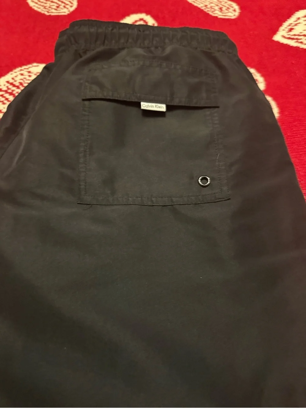 Calvin Klein Black Swim Hybrids with White Drawstring